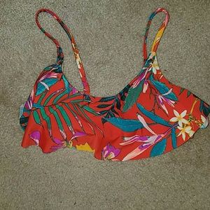Red ruffle bikini top